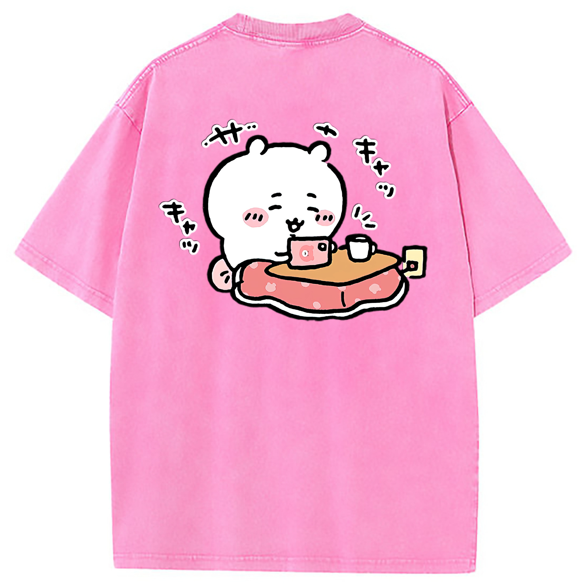 （画像用） ちいかわ ちいかわ Chii-kawa chiikawa 綿100% ヴィンテージ風 半袖Tシャツ（背面プリント）